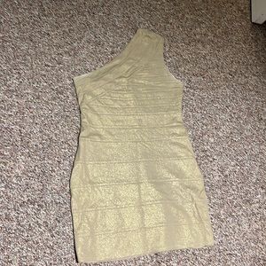 Gold Express dress one shoulder